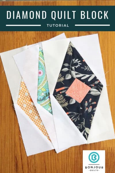 Diamond quilt pattern blocks - a quilt tutorial by Bonjour Quilts.